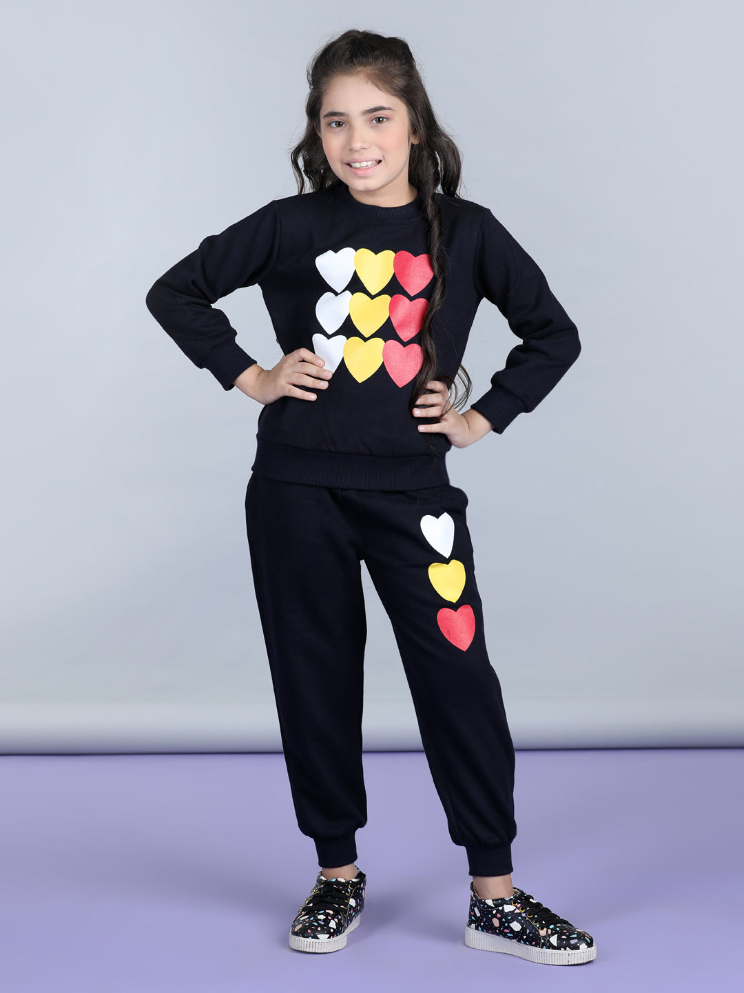 StyleStone Girls Heart Printed Tracksuit