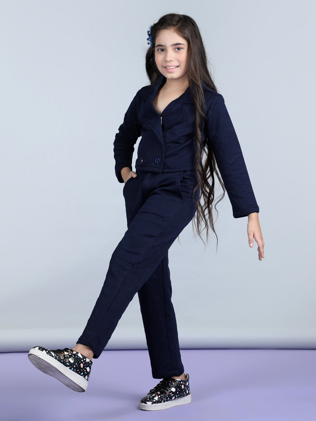 StyleStone Girls Heart Self Design Co-Ord Set
