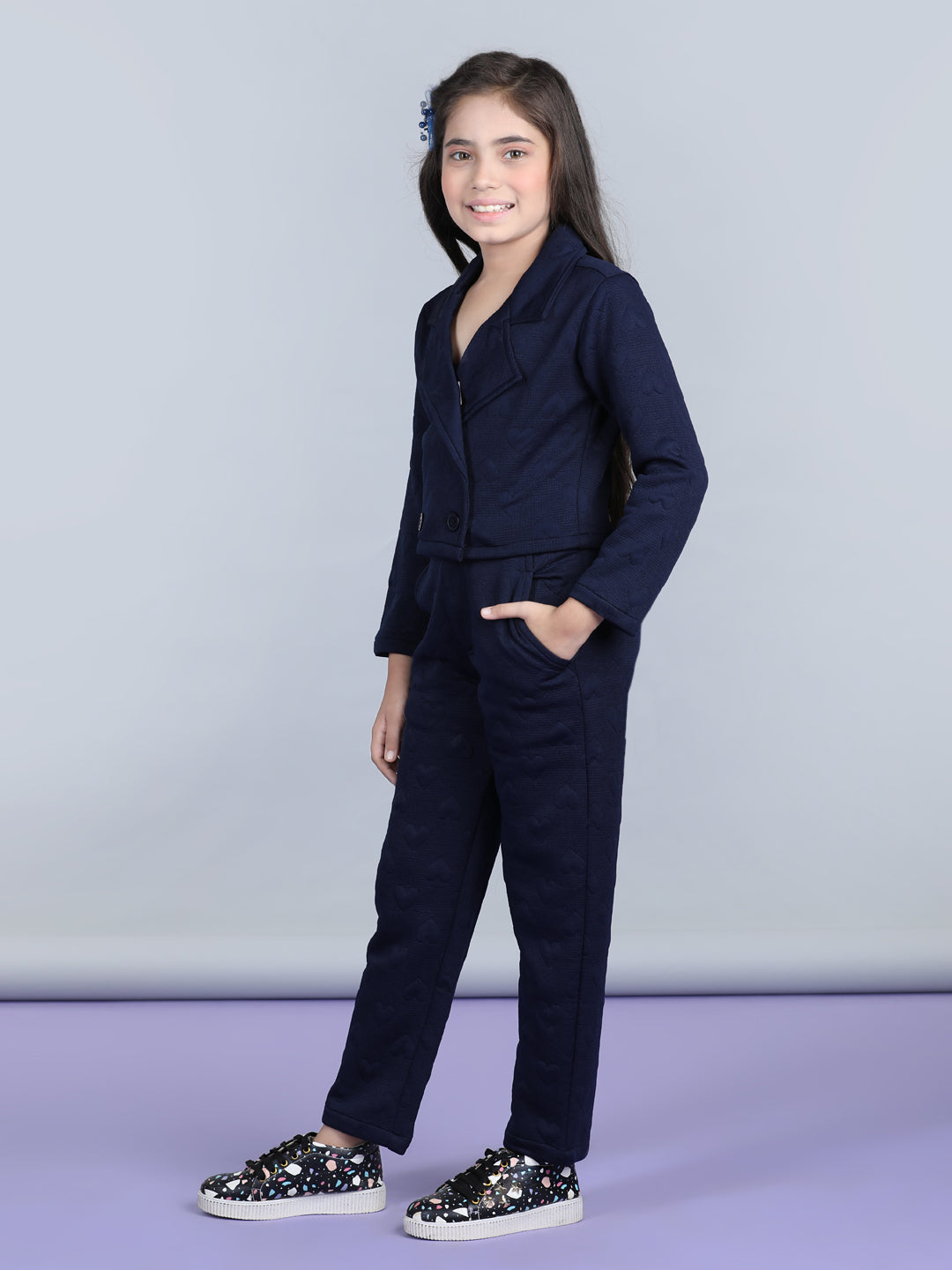 StyleStone Girls Heart Self Design Co-Ord Set