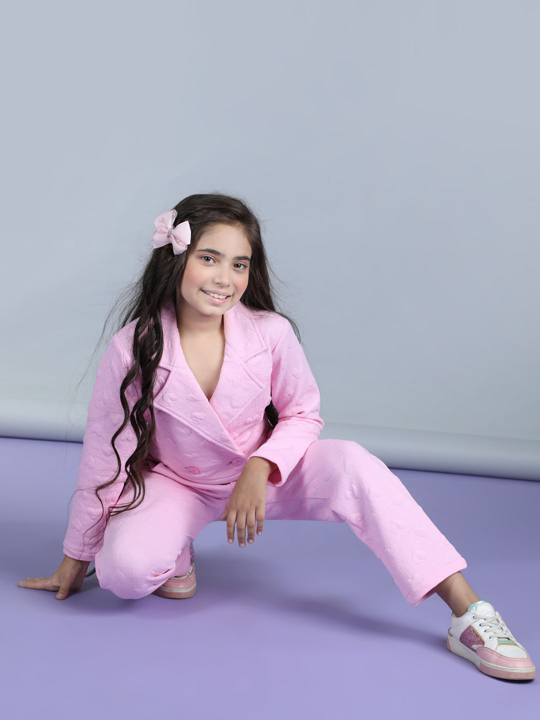 StyleStone Girls Heart Self Design Co-Ord Set