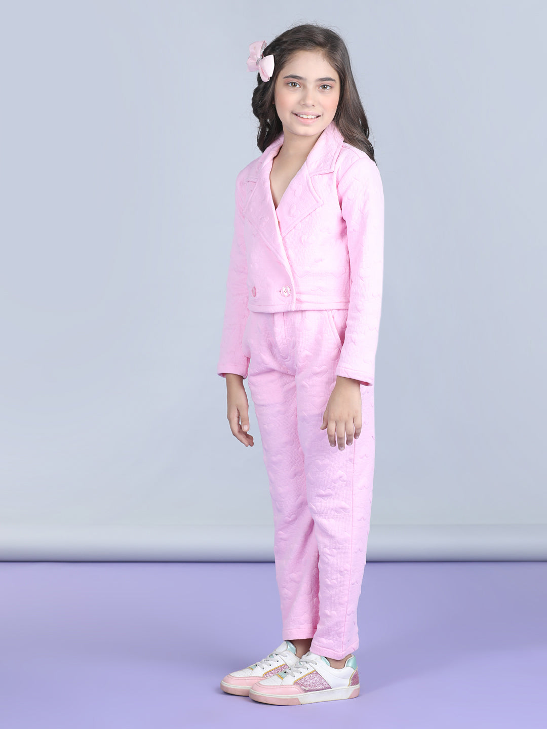 StyleStone Girls Heart Self Design Co-Ord Set