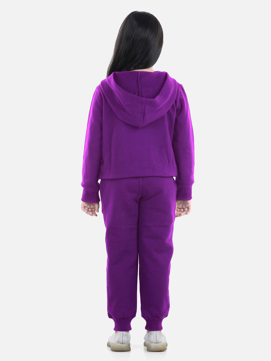 StyleStone Girls Purple Home S'Cool Printed Hooded Track Suit Set