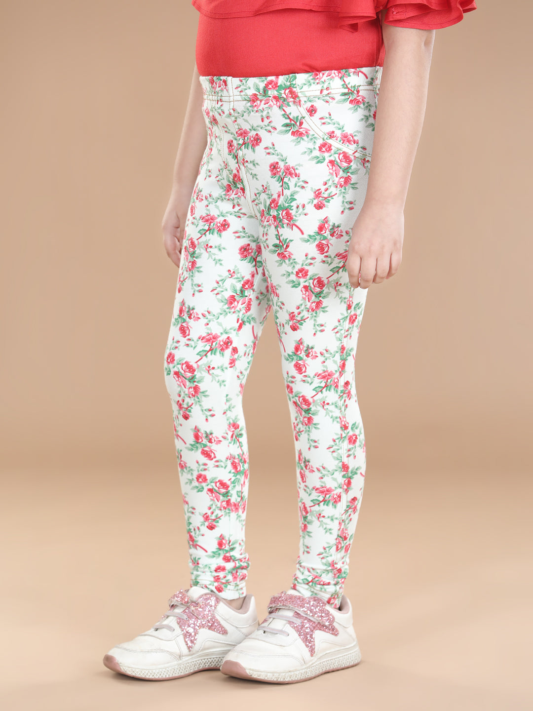 Girls Cotton Floral Printed Jegging