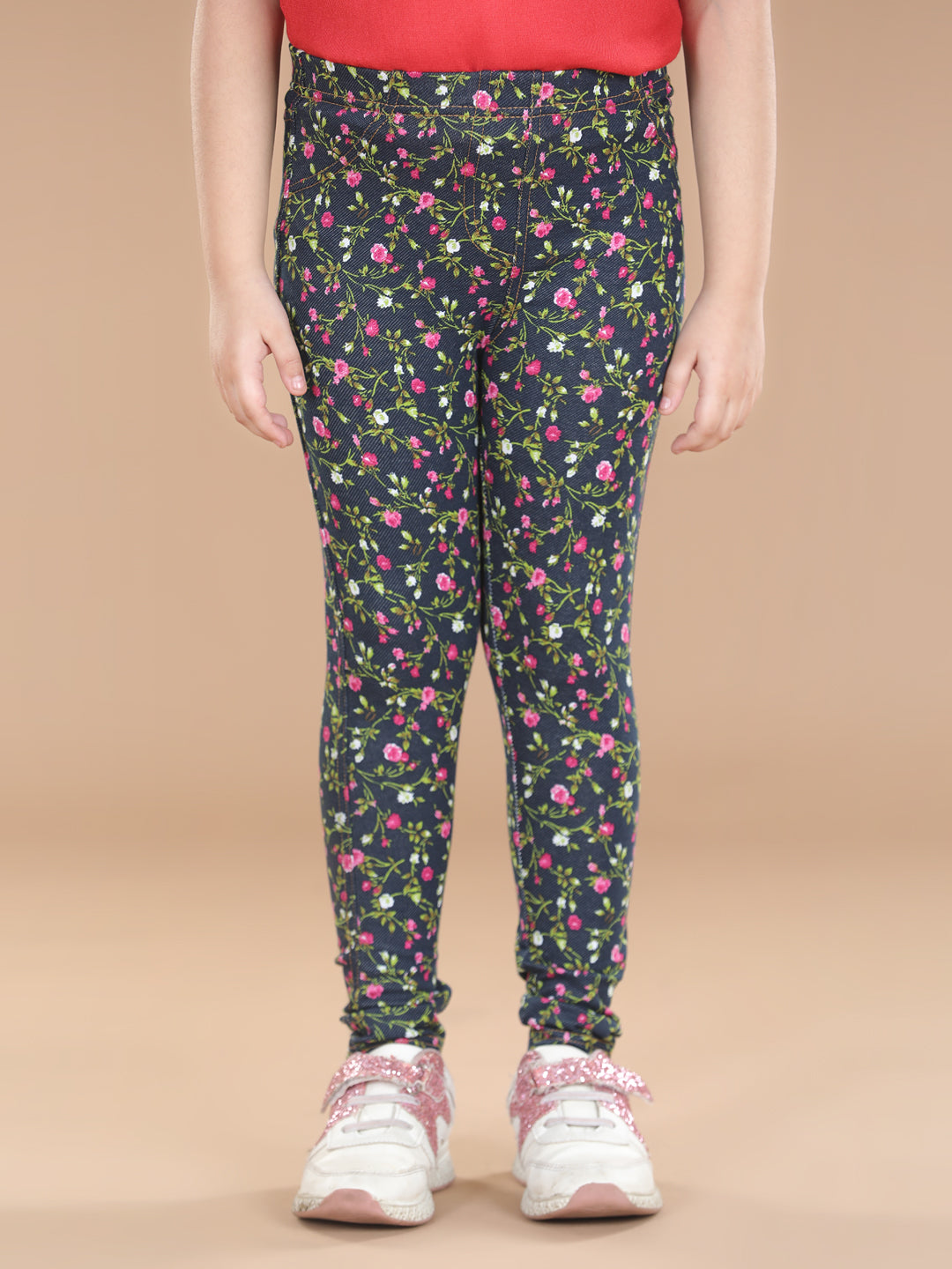 Girls Cotton Floral Printed Jegging