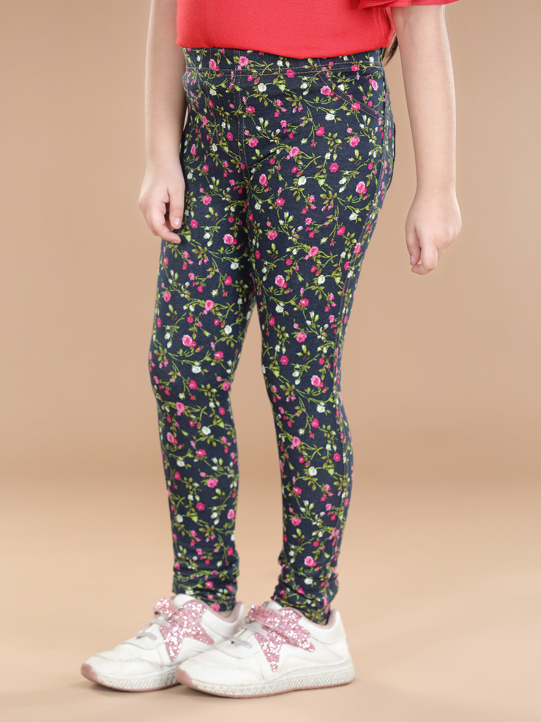 Girls Cotton Floral Printed Jegging