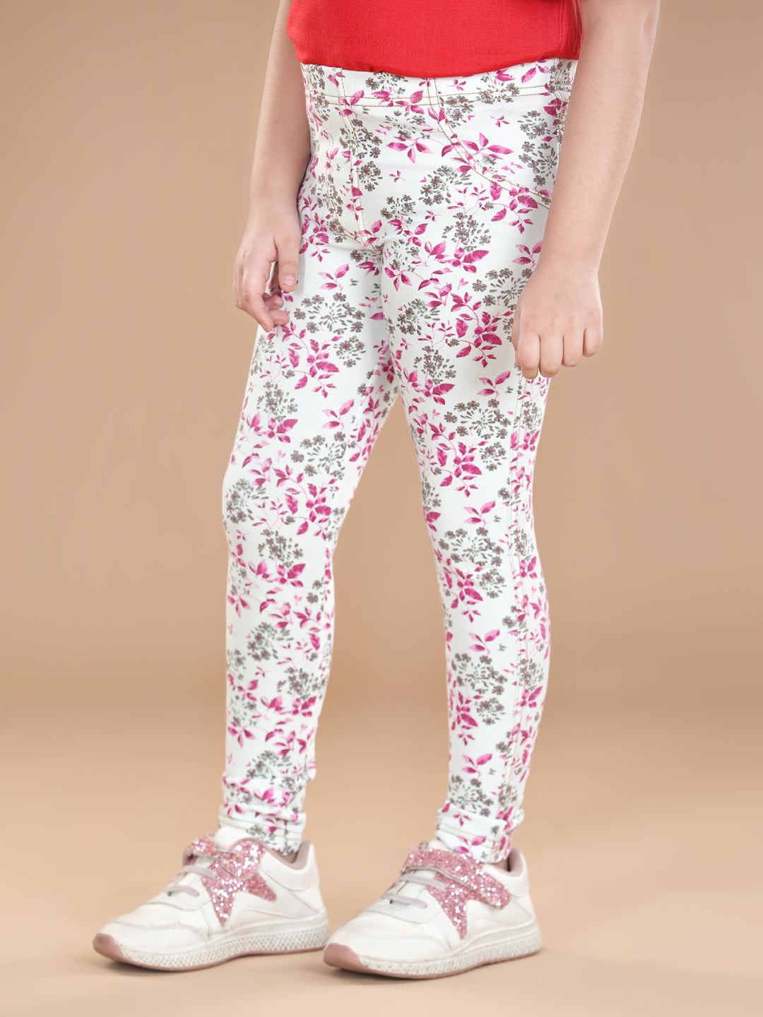 Girls Cotton Floral Printed Jegging