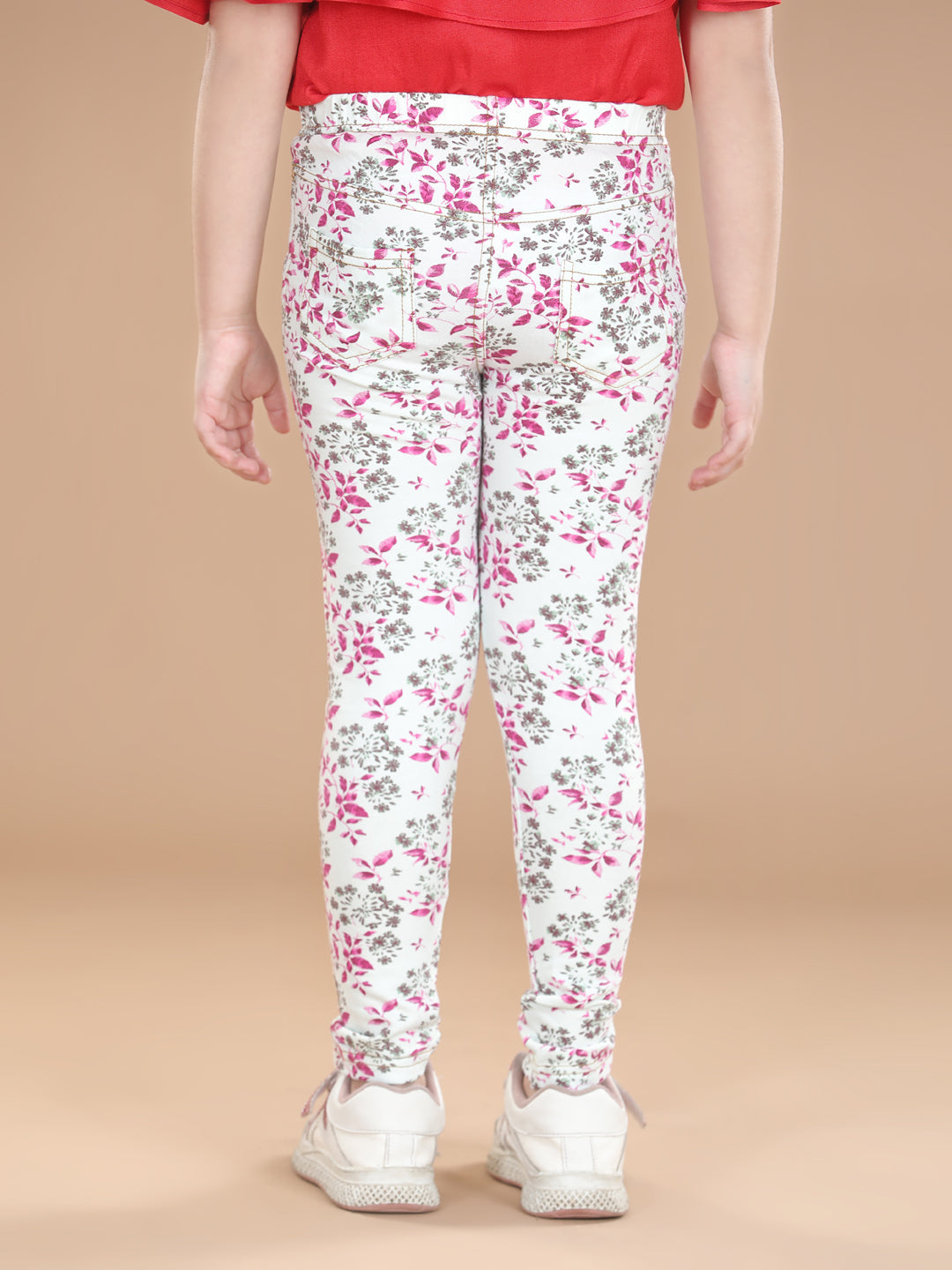 Girls Cotton Floral Printed Jegging