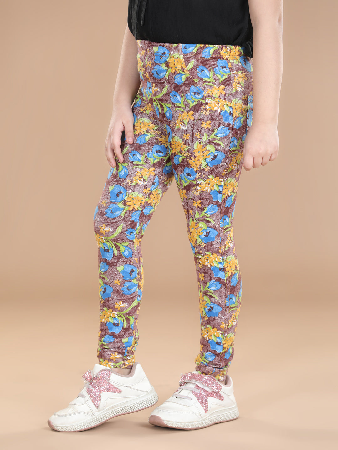 Girls Cotton Floral Printed Jegging