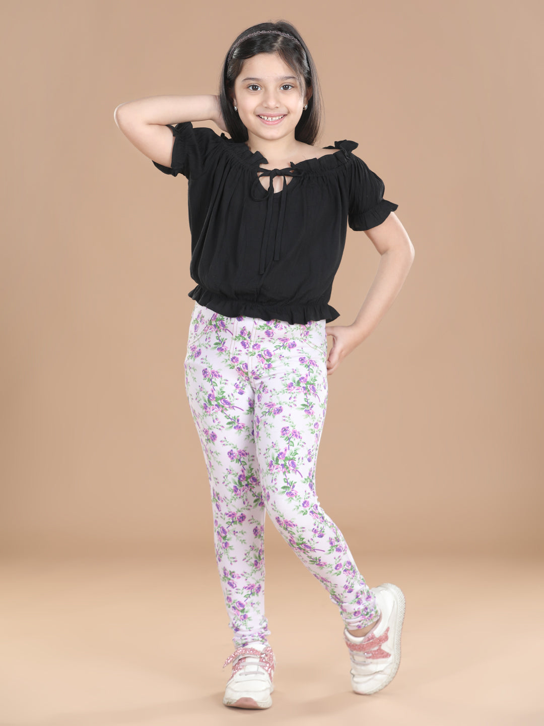 Girls Cotton Floral Printed Jegging