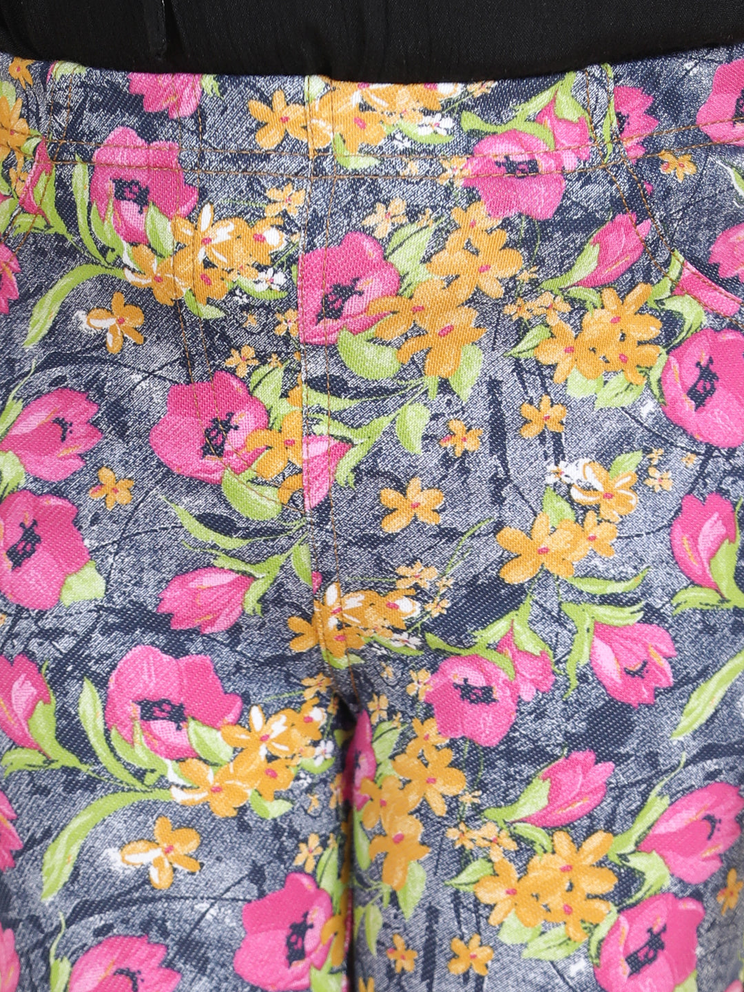 Girls Cotton Floral Printed Pack of 2 Jeggings