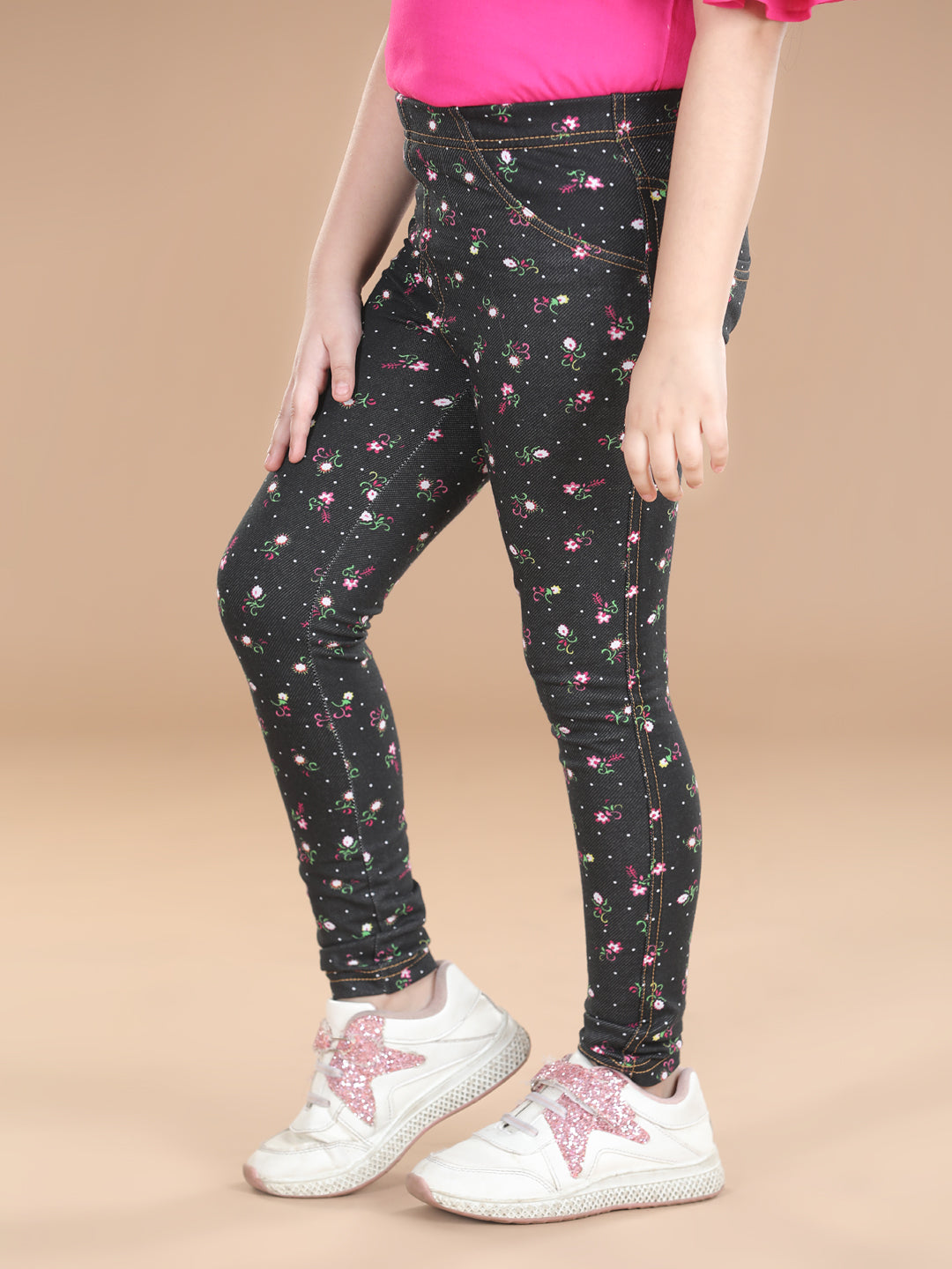 Girls Cotton Floral Printed Jegging