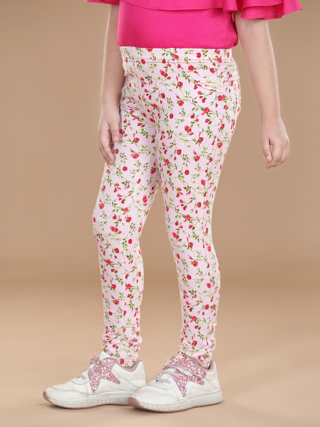 Girls Cotton Floral Printed Jegging