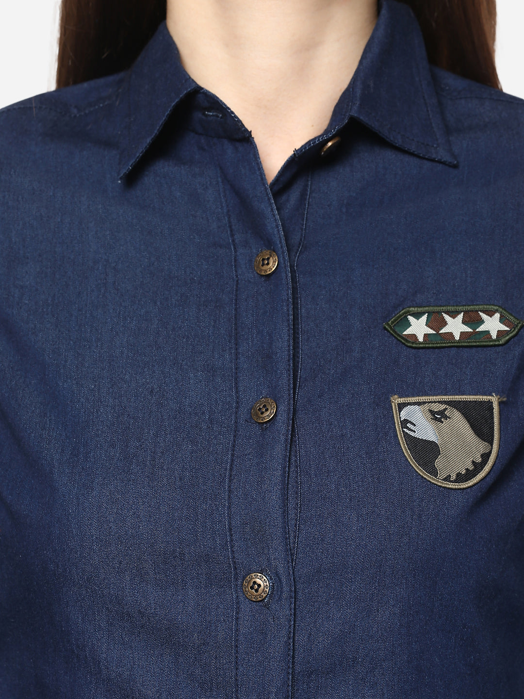 Women's Denim Shirt with Patches