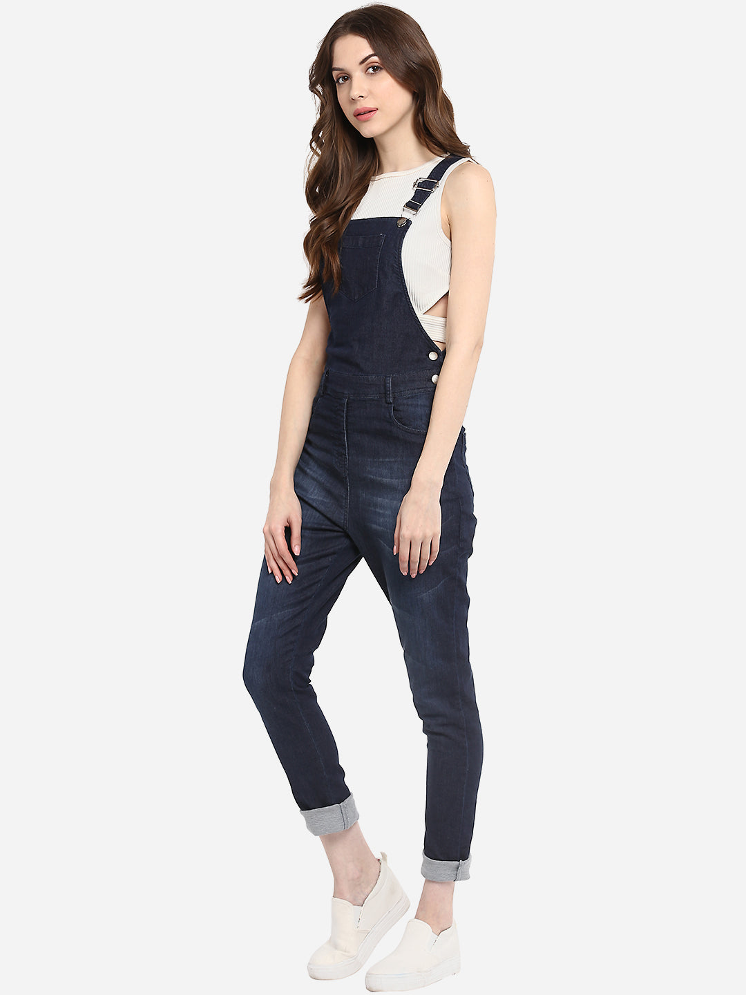 Women's Navy Blue Dungaree Pants