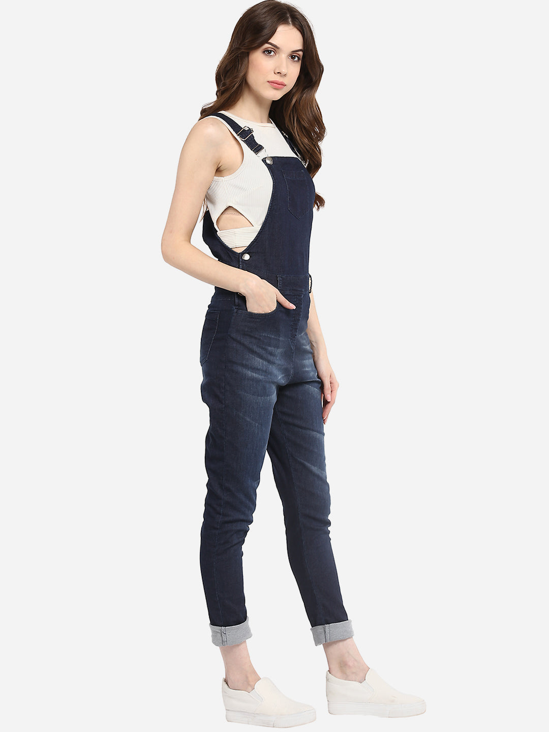 Women's Navy Blue Dungaree Pants