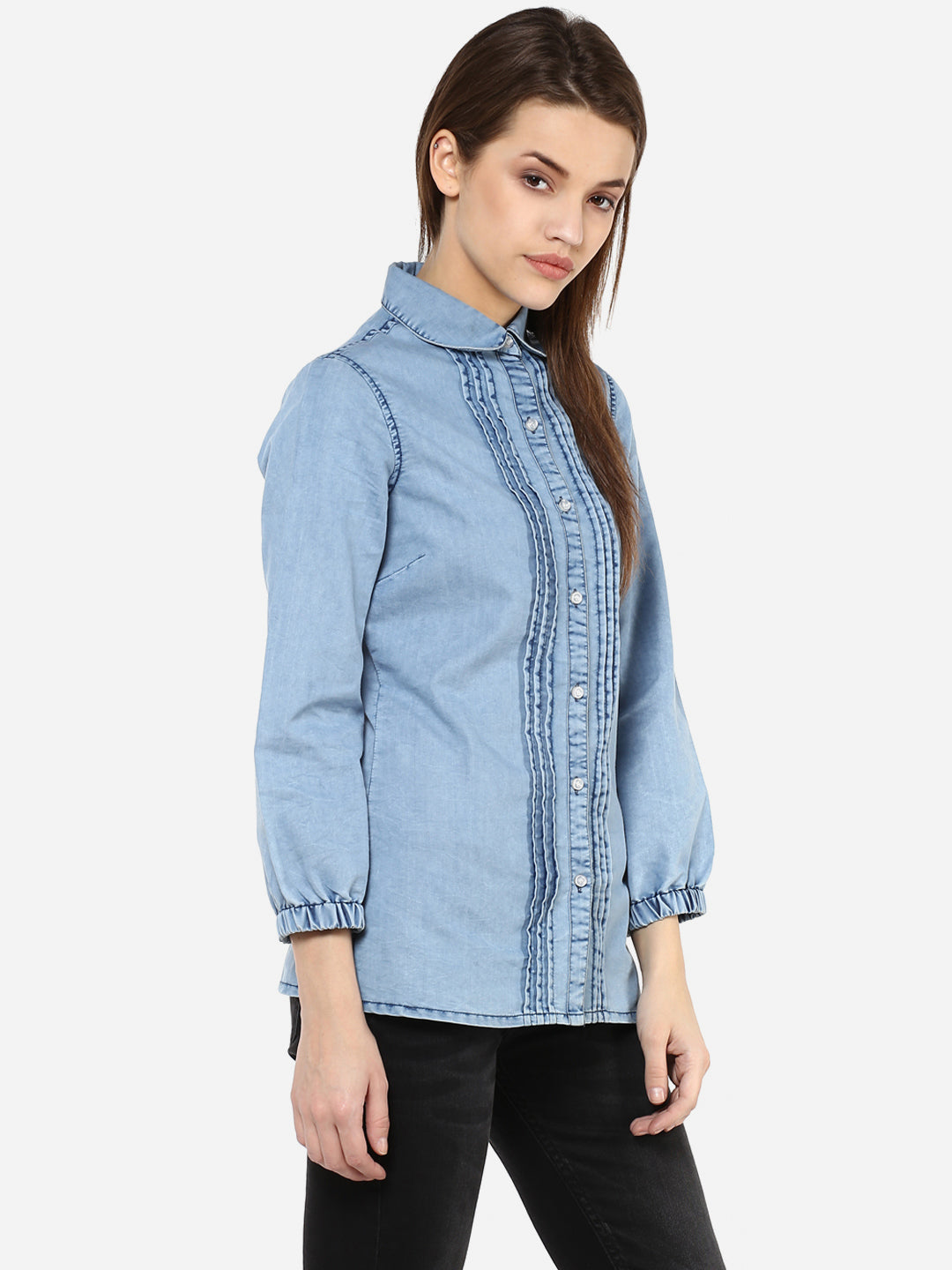 Women's Denim Pintuck Shirt