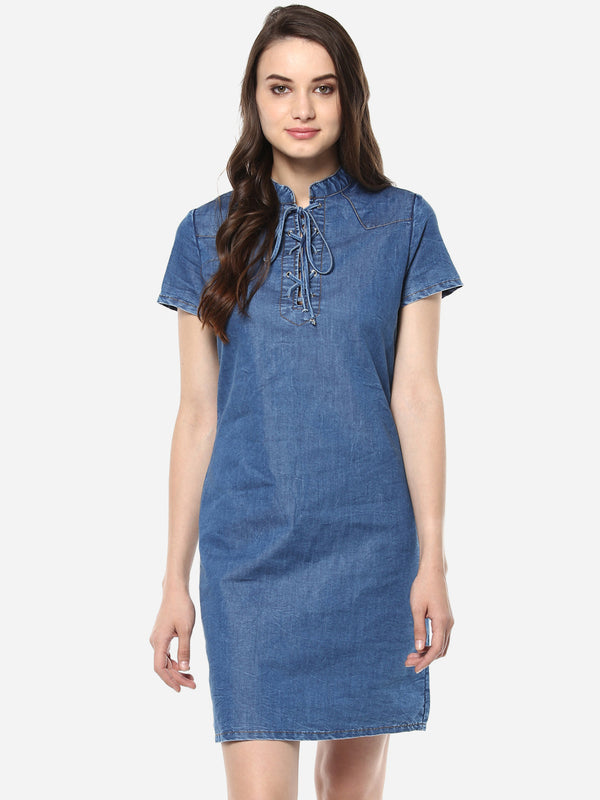 Women's Denim Lace Up Dress