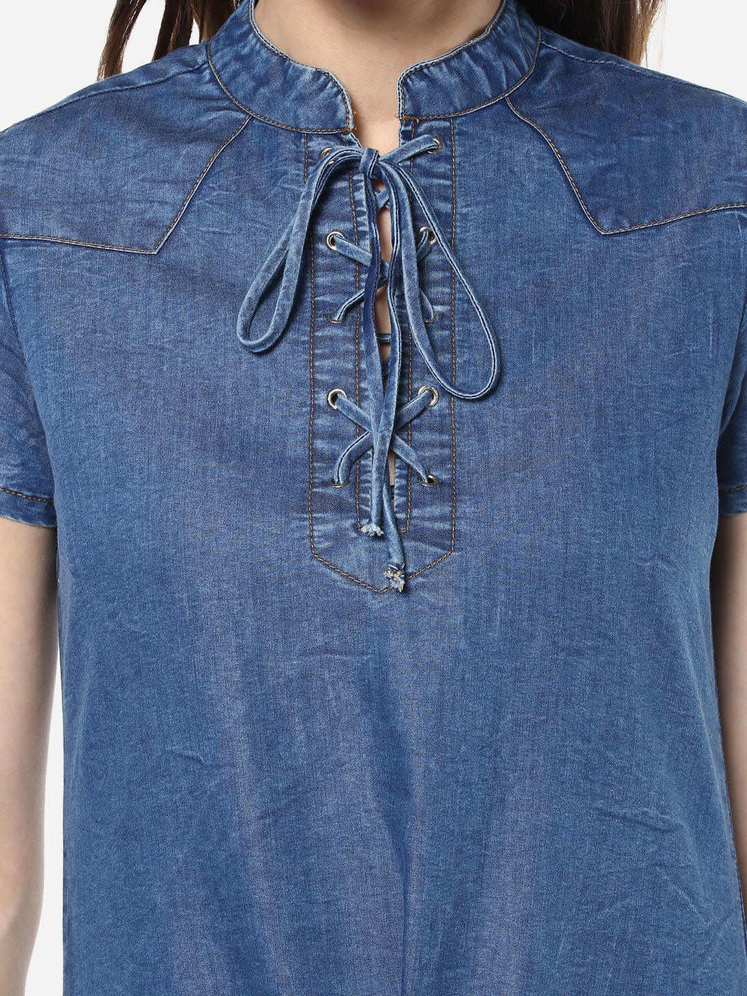 Women's Denim Lace Up Dress