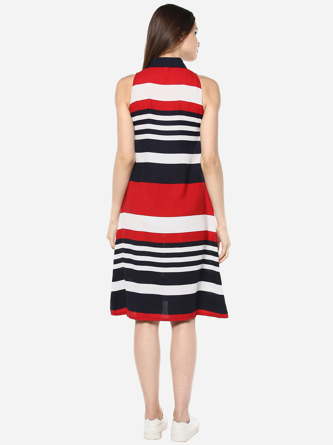 StylesStone Women's Red and Navy Blue Stripe Dress