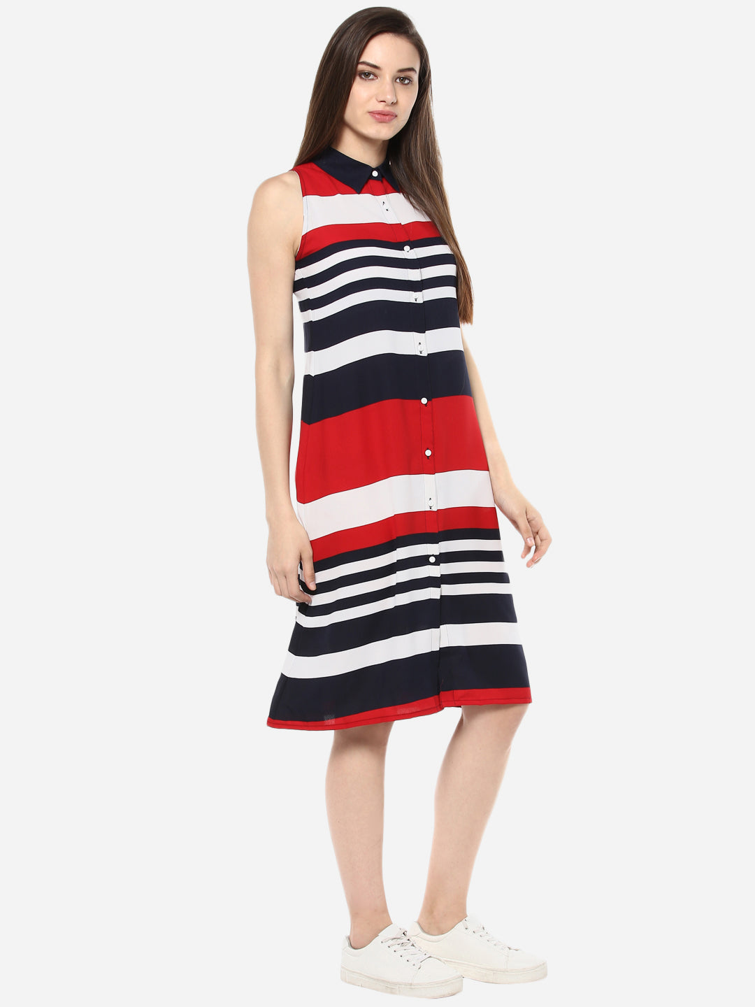 StylesStone Women's Red and Navy Blue Stripe Dress