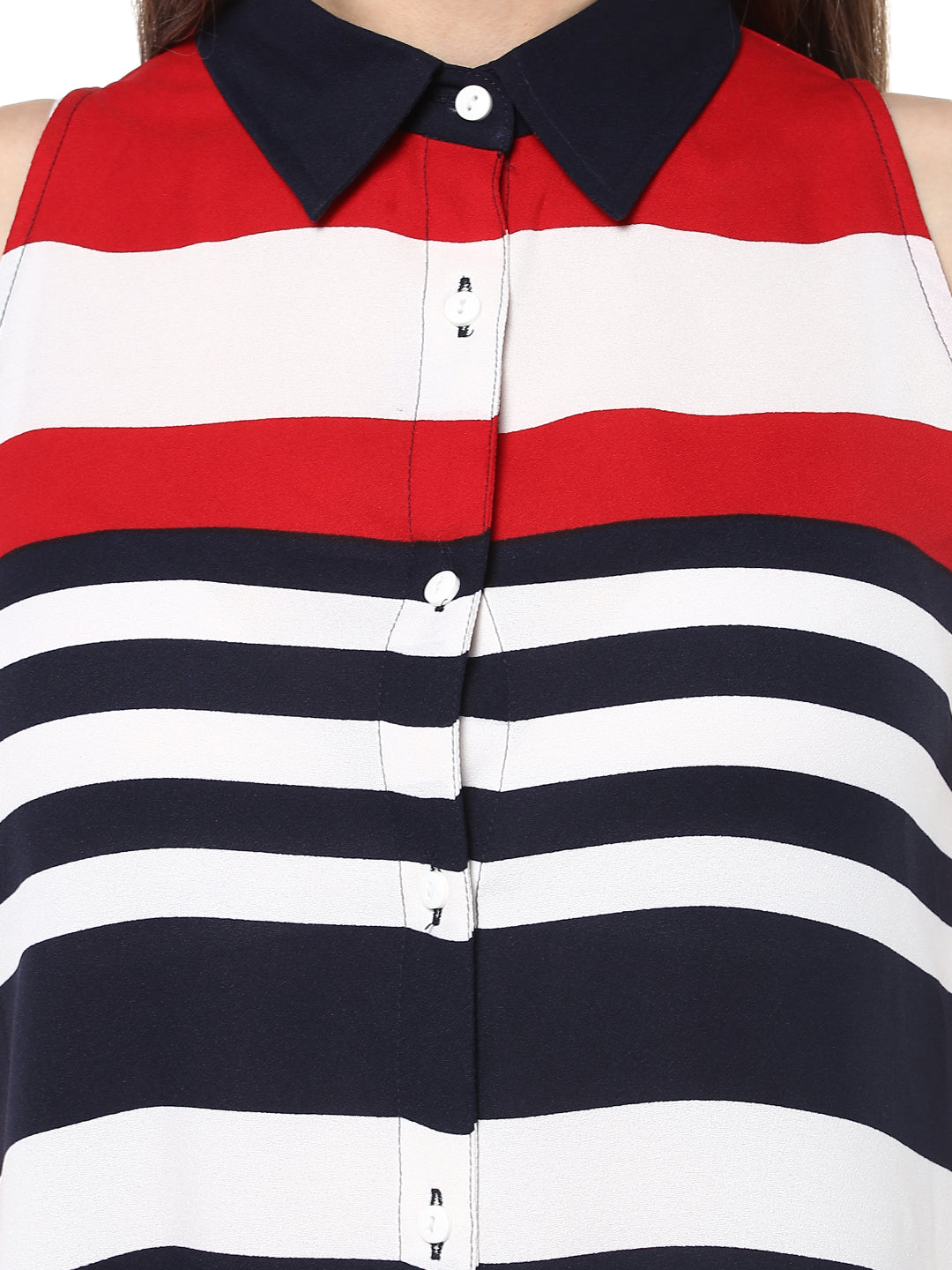 StylesStone Women's Red and Navy Blue Stripe Dress