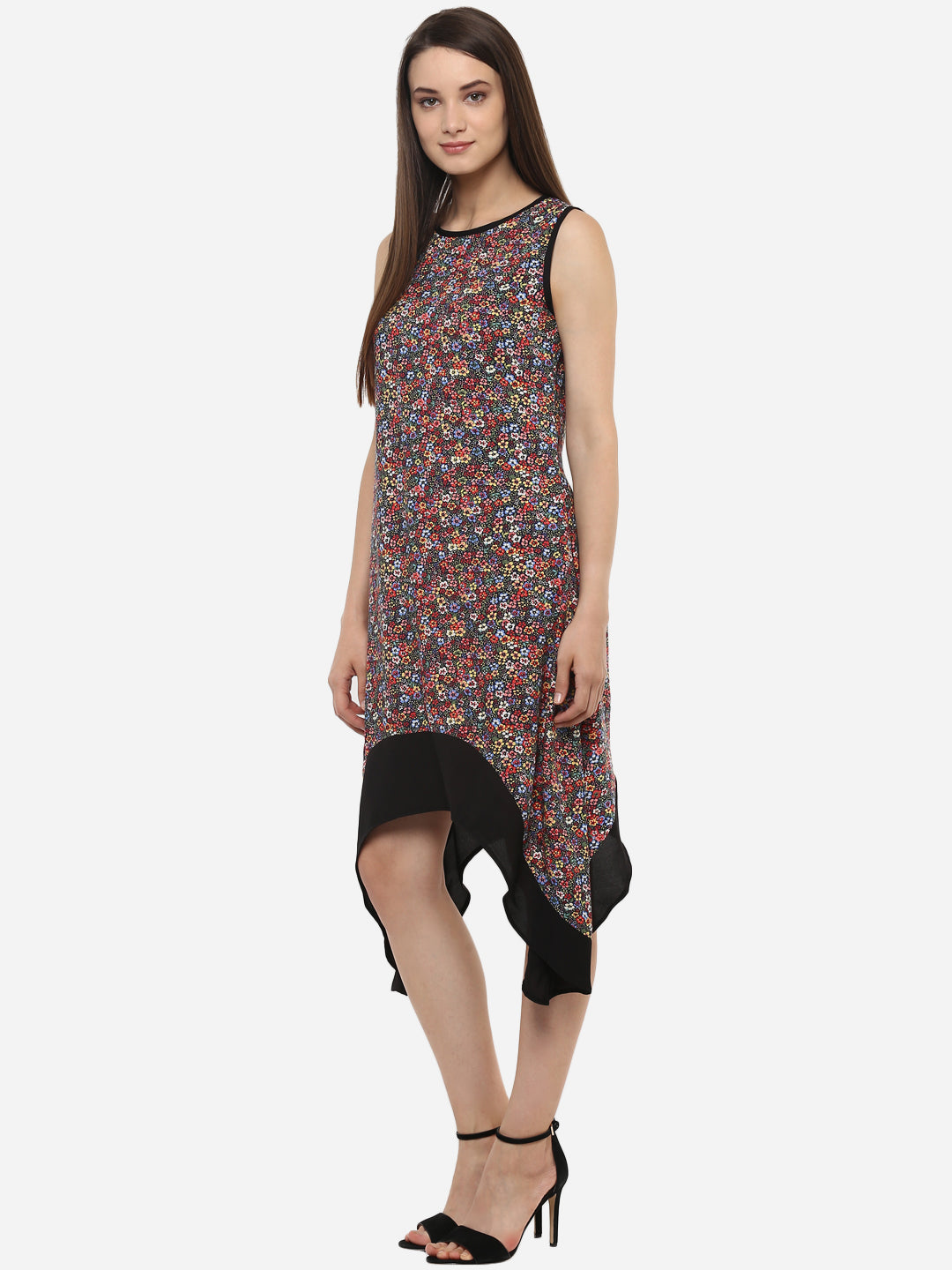 Women's Umberella Cut Asymmetric Floral Dress