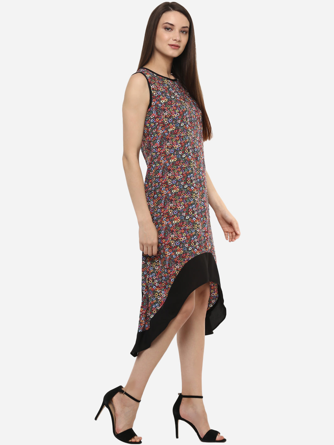 Women's Umberella Cut Asymmetric Floral Dress