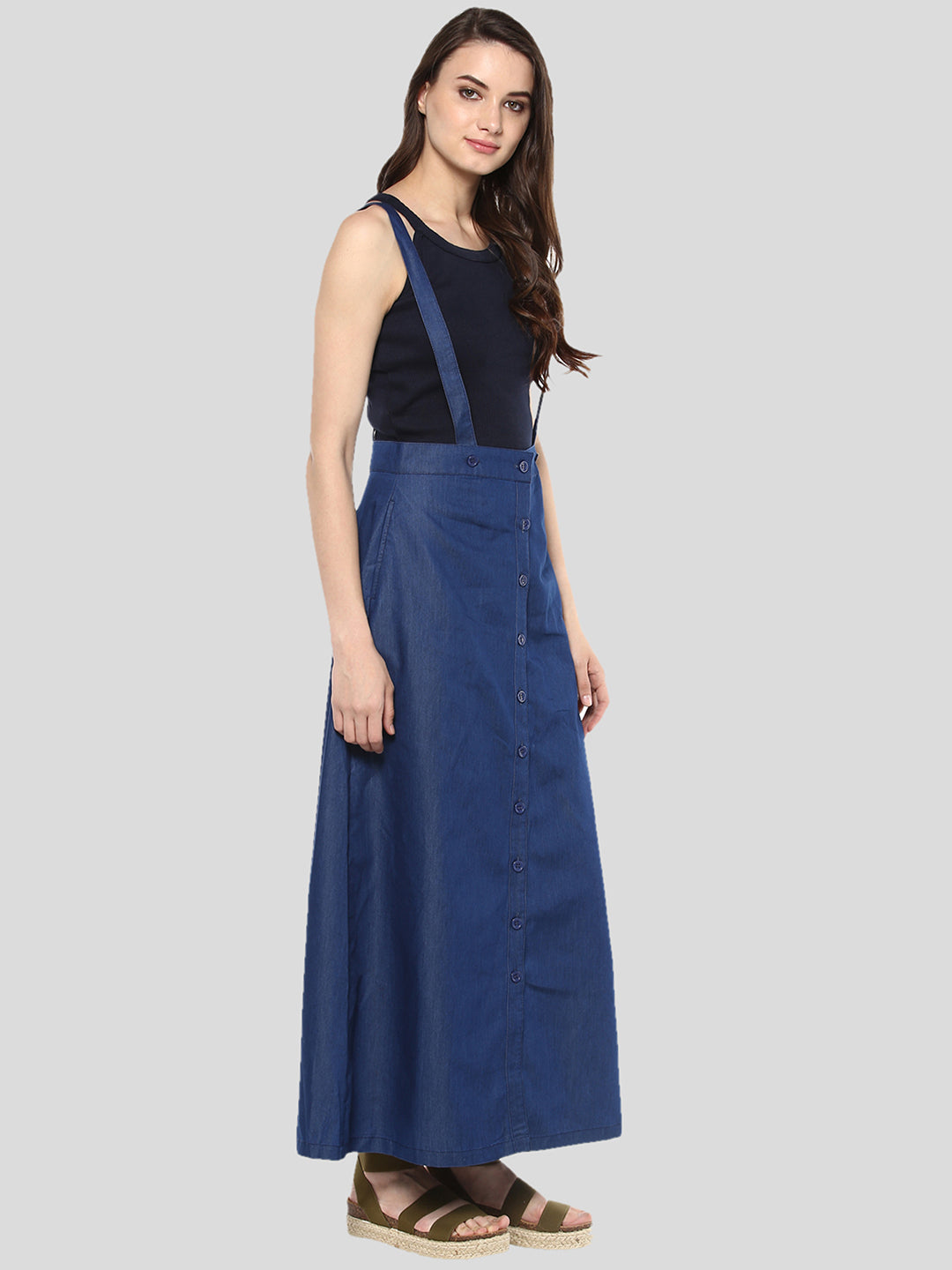 Women's Denim Pinafore Skirt Dress
