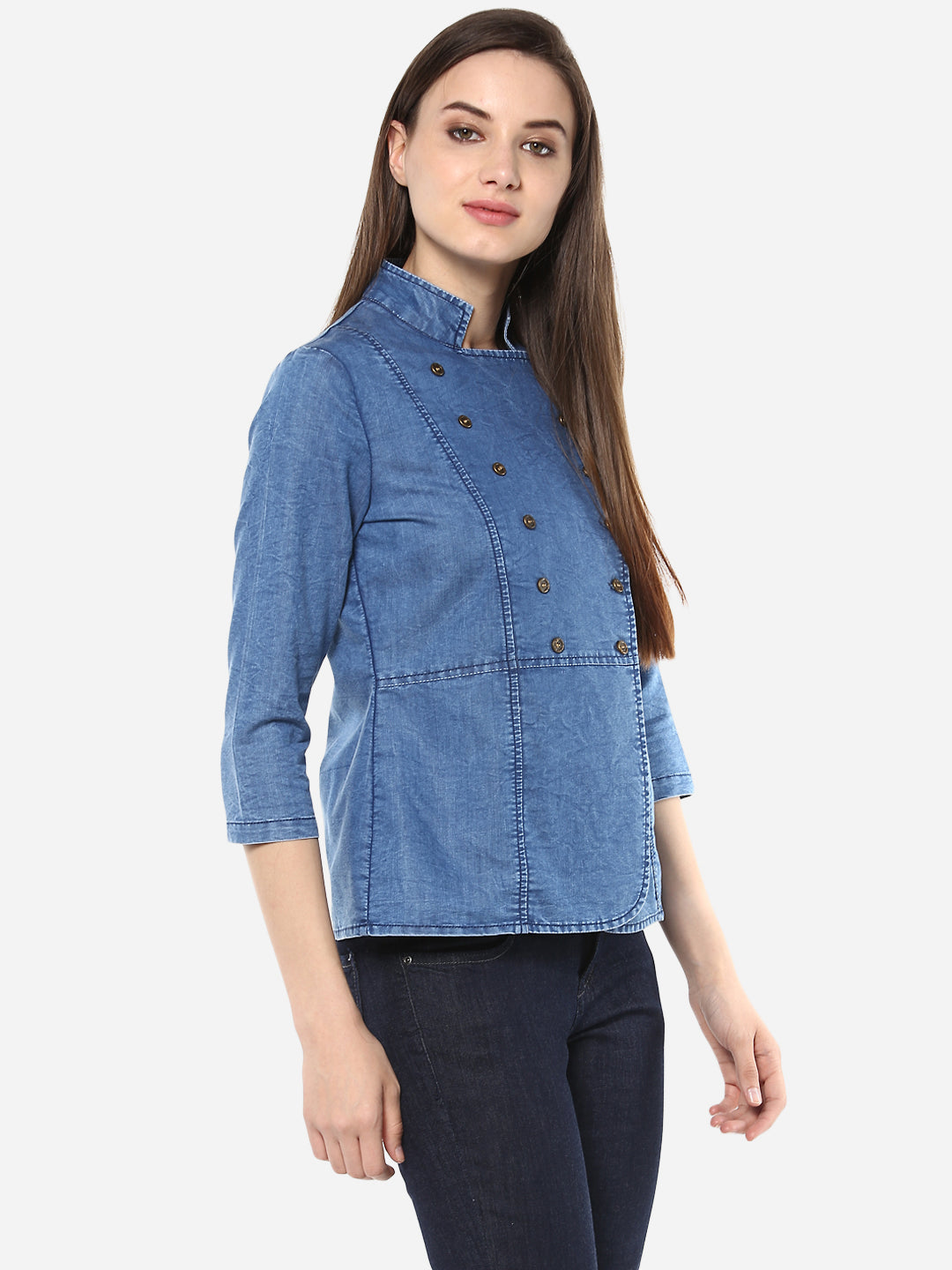 Women's Denim Double Breast Top