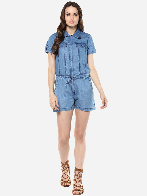 Women's Washed Denim Playsuit/ Jumpsuit