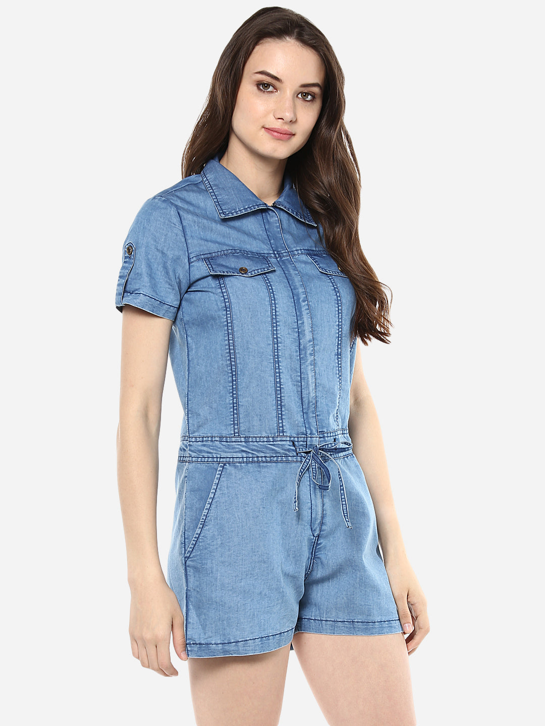 Women's Washed Denim Playsuit/ Jumpsuit