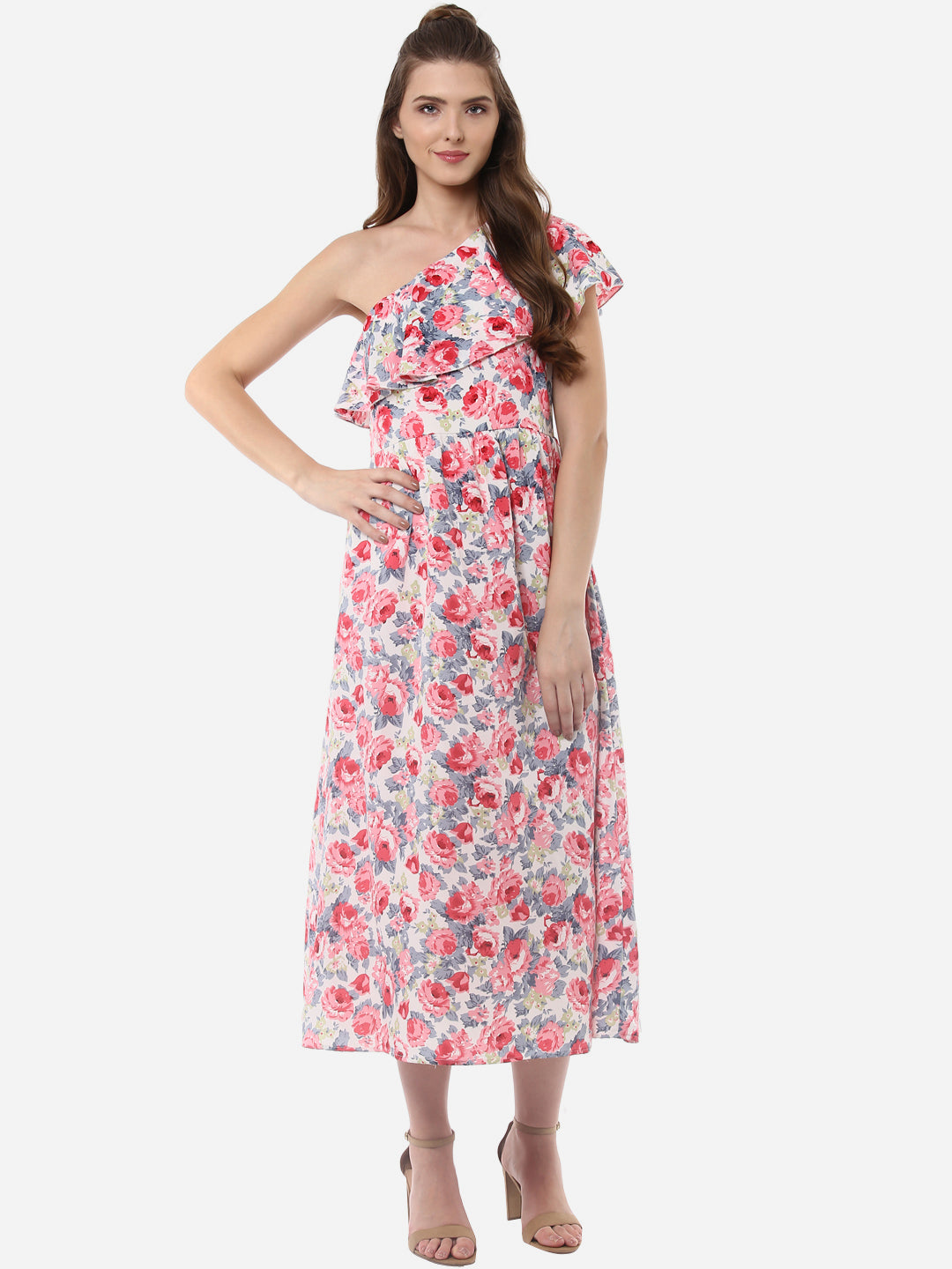 Women's Floral One Shoulder Maxi Dress