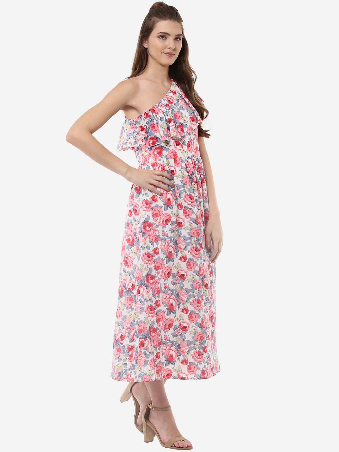 Women's Floral One Shoulder Maxi Dress