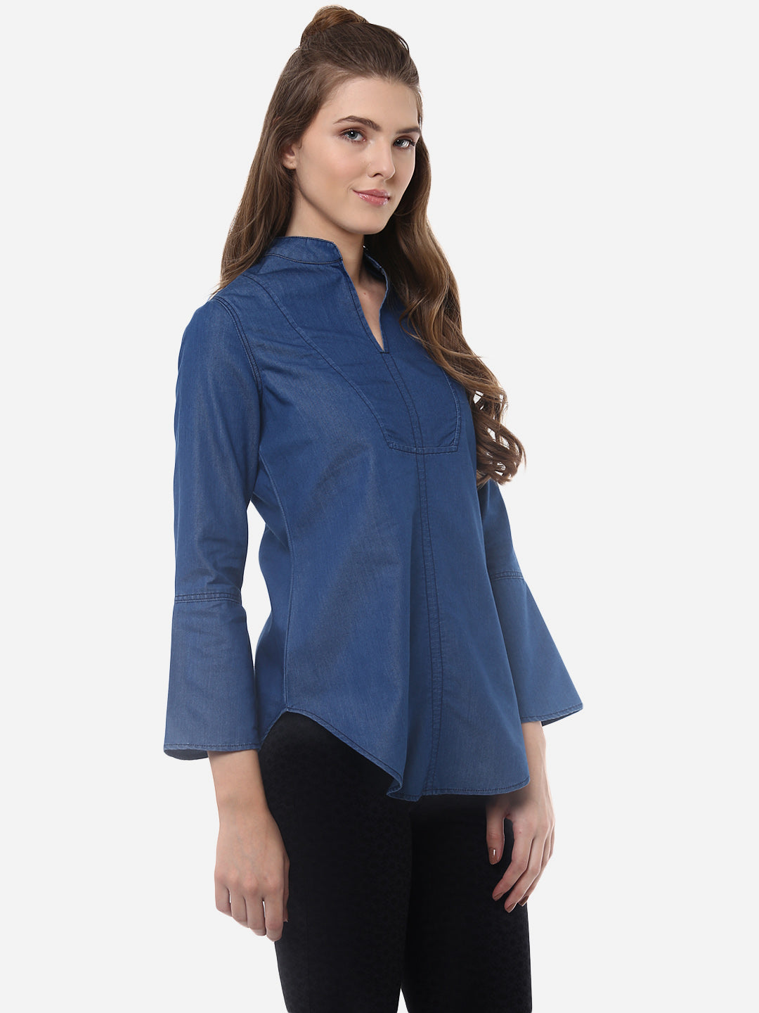 Women's Denim Kurta with bell Sleeves