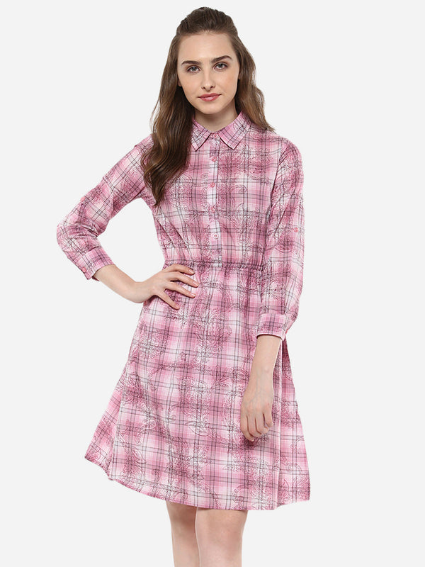 Pink Check and Paisley Shirt Dress