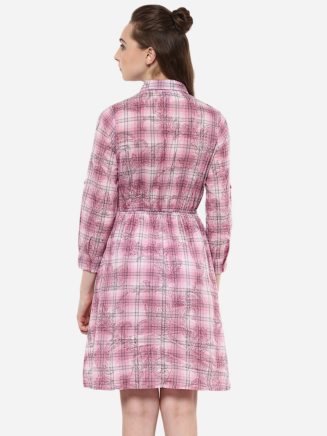 Pink Check and Paisley Shirt Dress