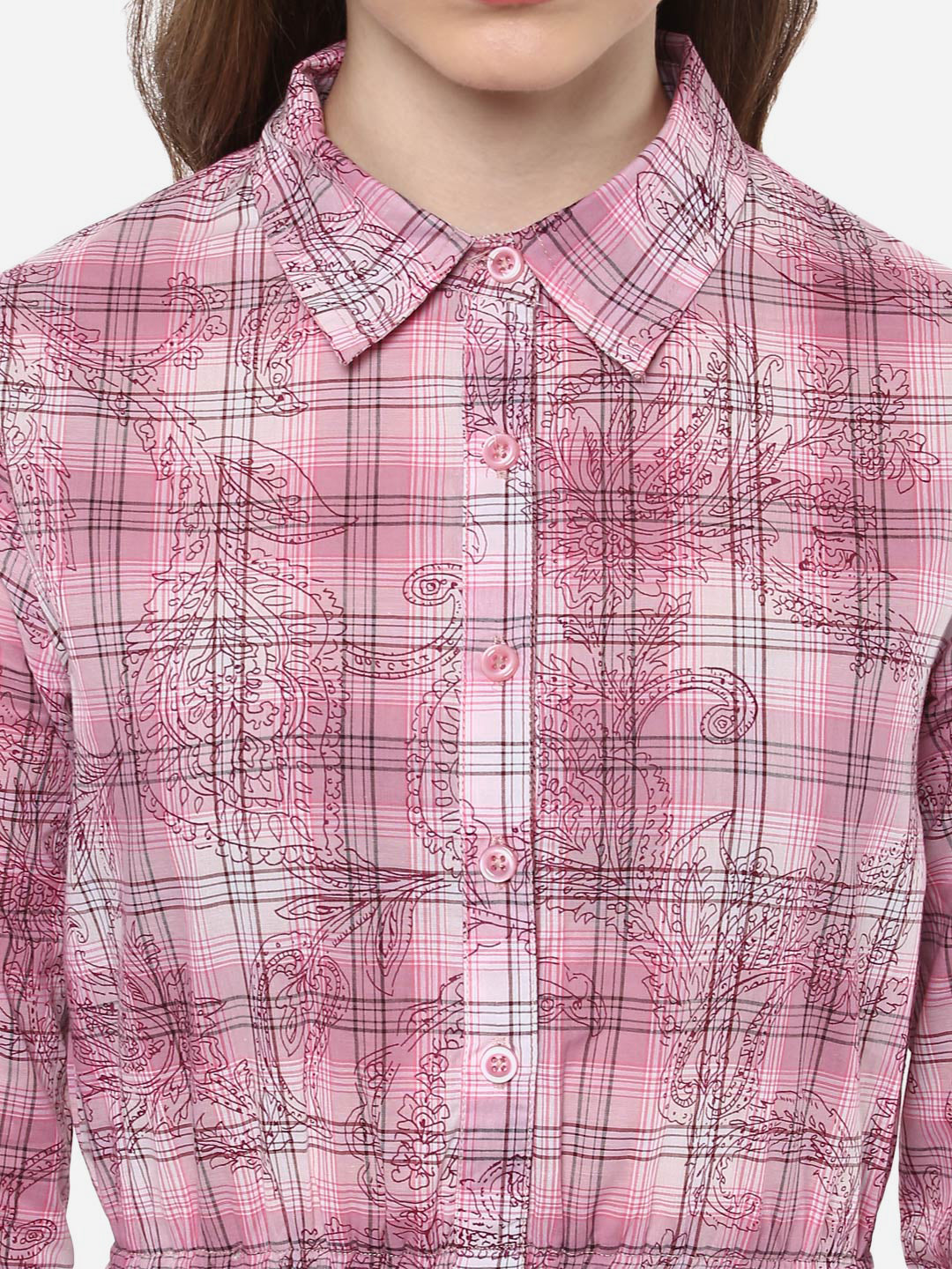 Pink Check and Paisley Shirt Dress