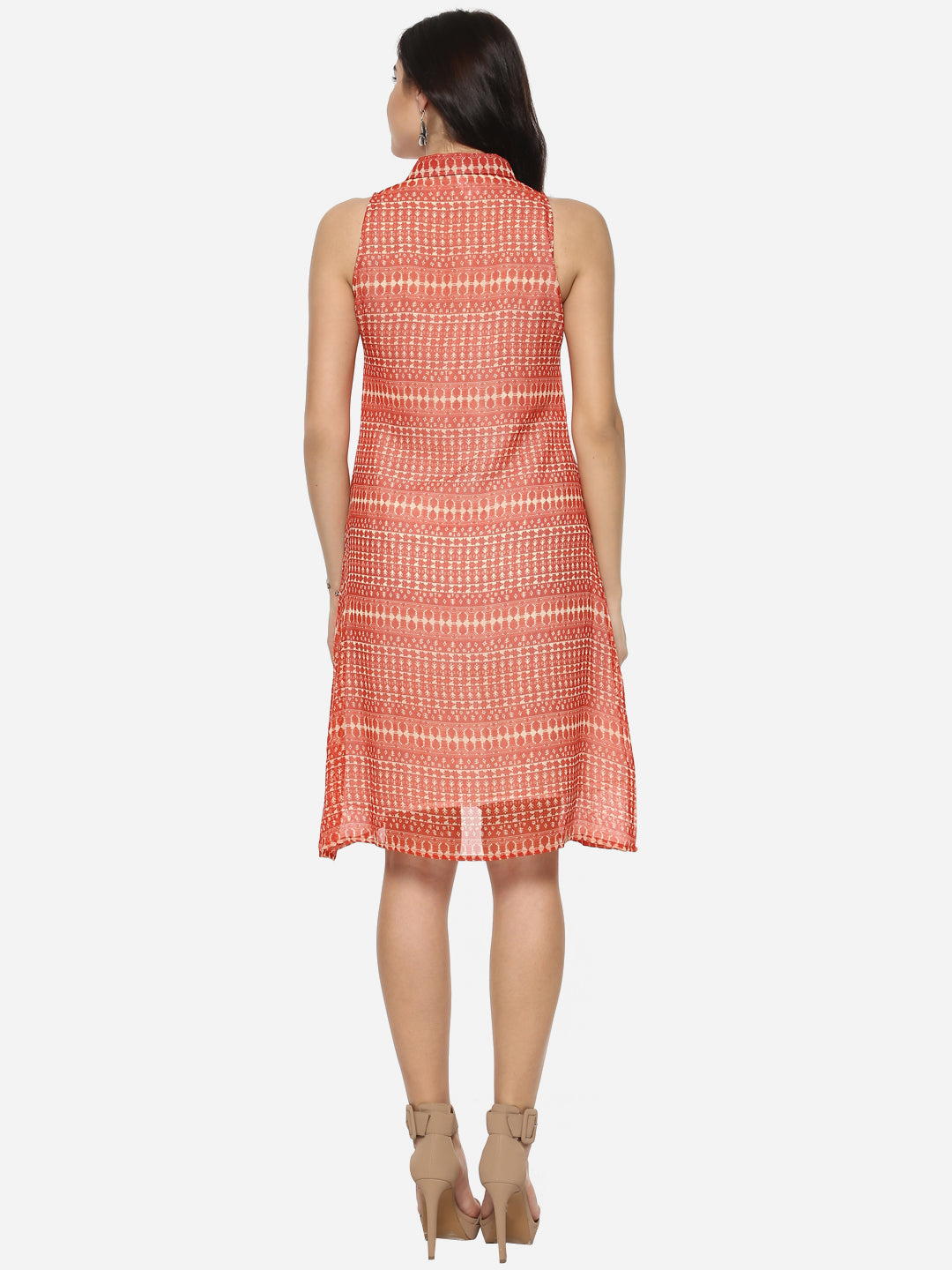 Women's Orange Polyester Printed top