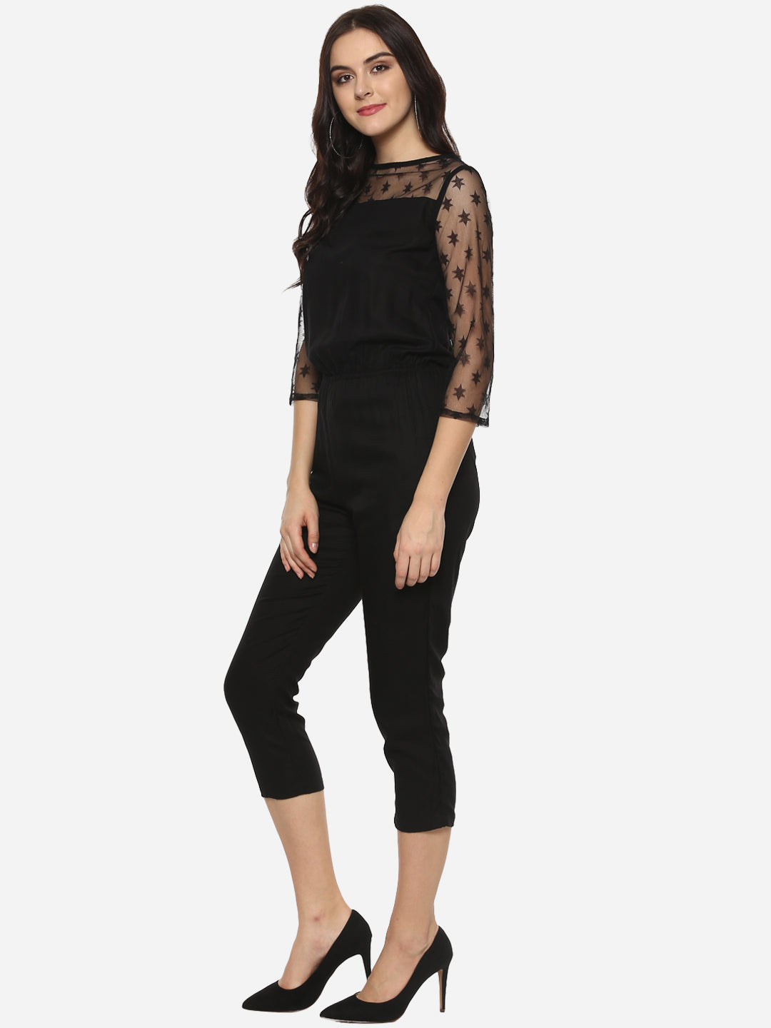 Women's Black Star Lace Jumpsuit