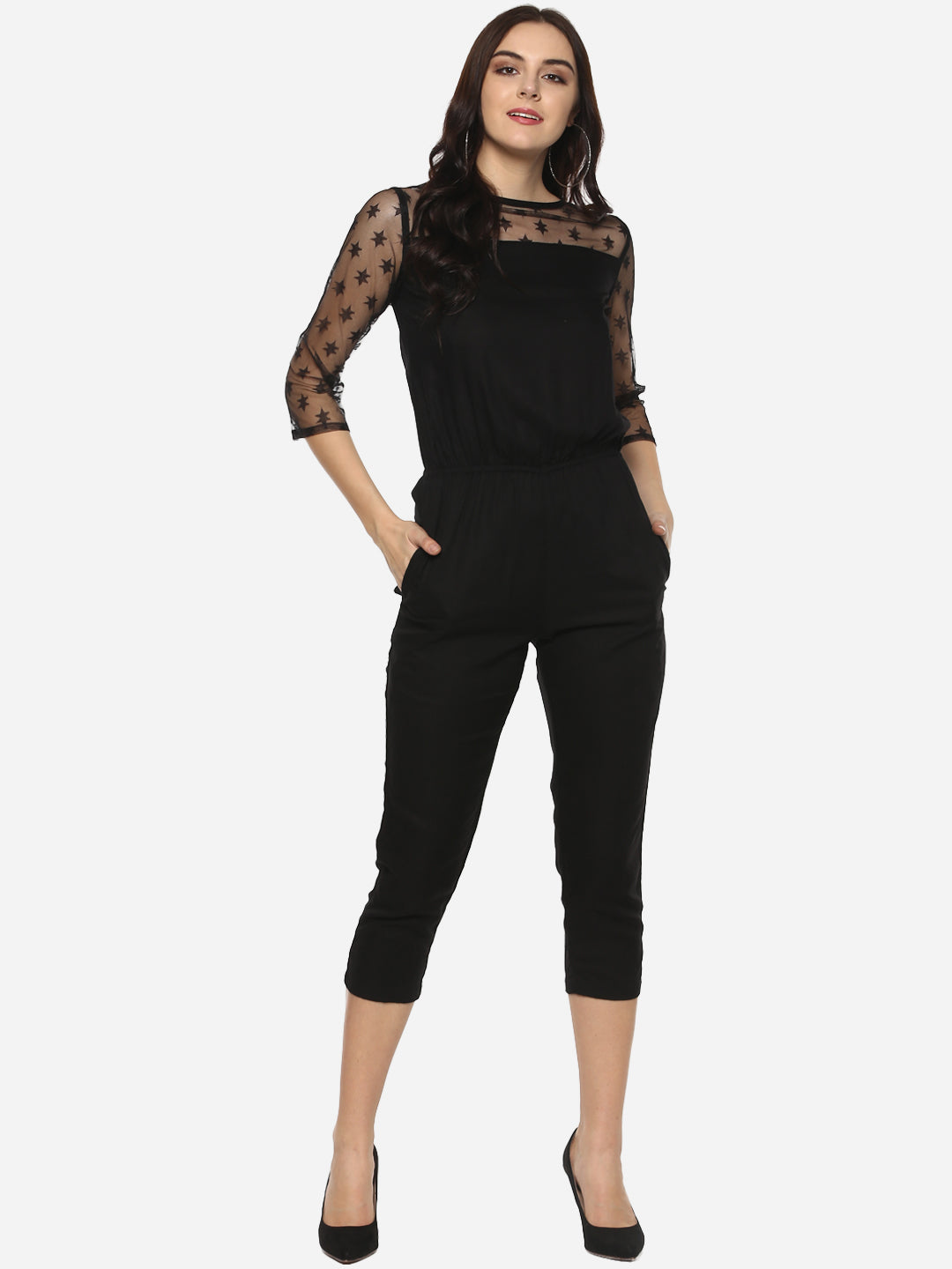 Women's Black Star Lace Jumpsuit