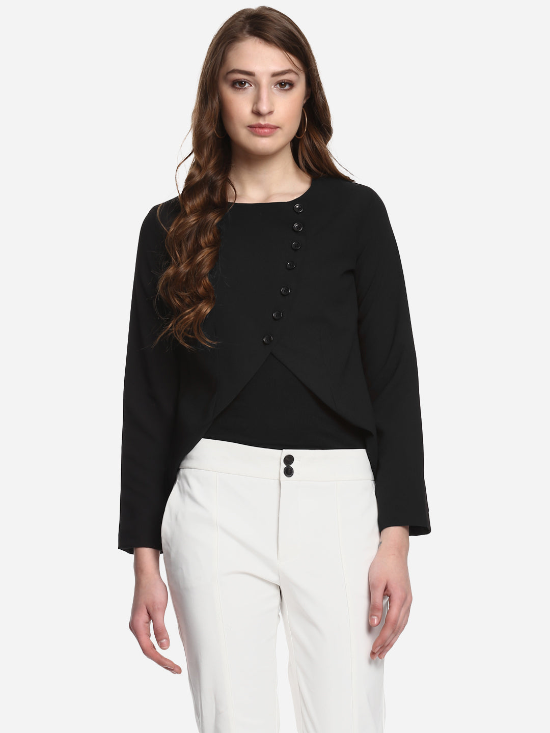 Women's Black Polyester Blazer