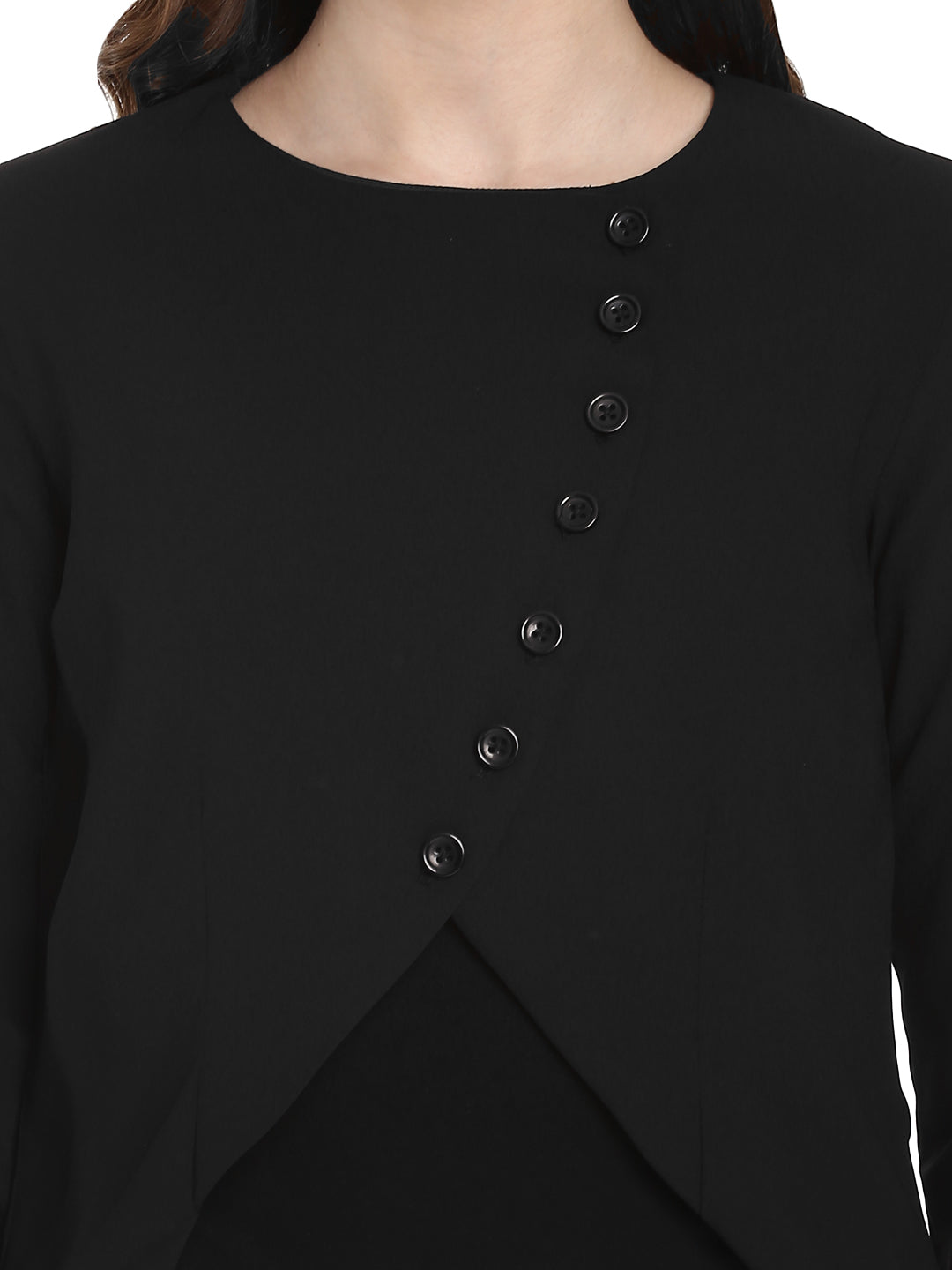 Women's Black Polyester Blazer