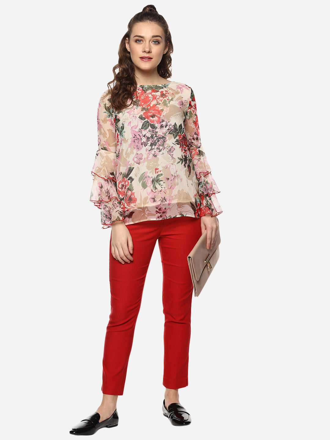 Women's Floral Tier Sleeve Top