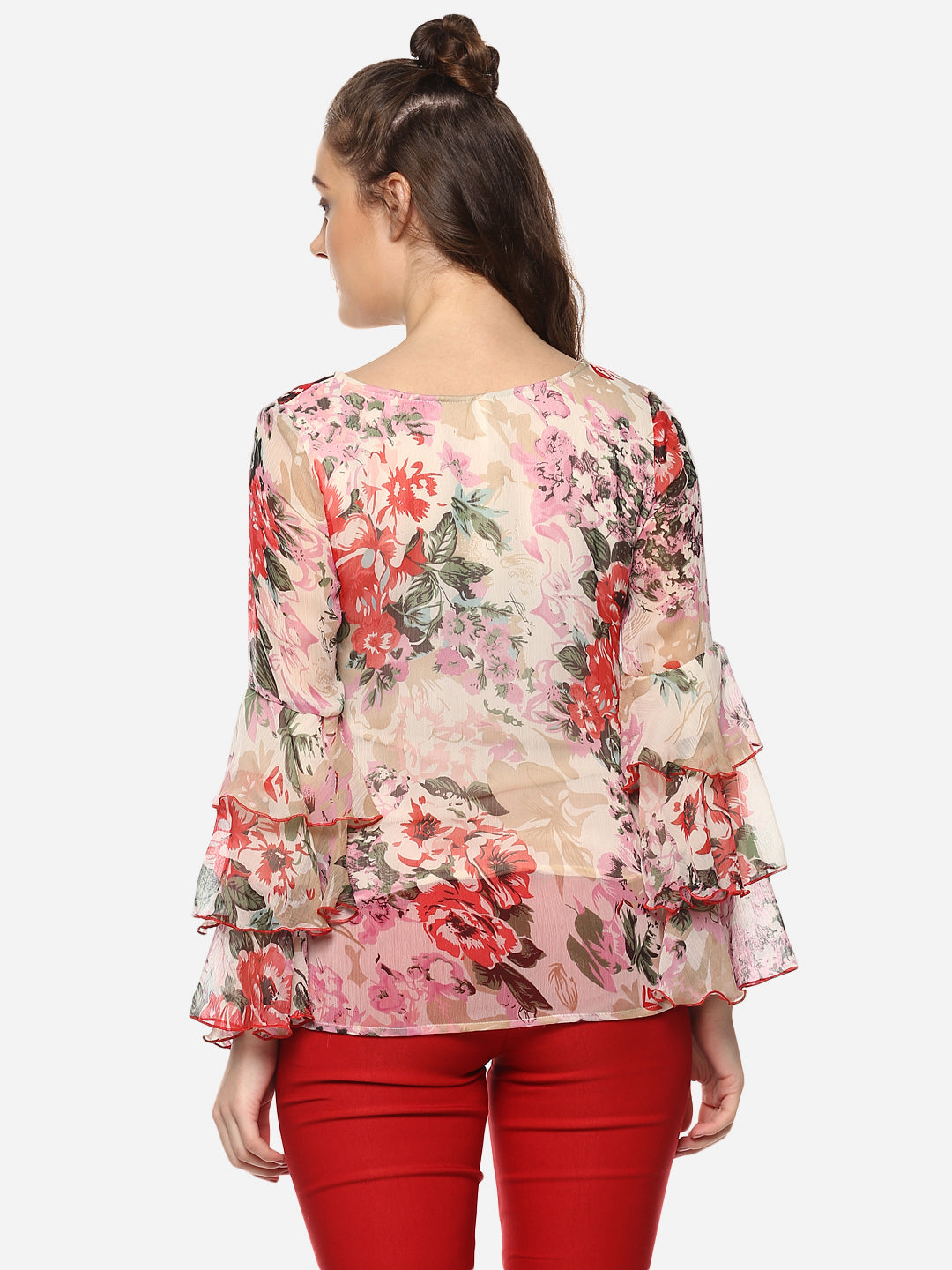 Women's Floral Tier Sleeve Top