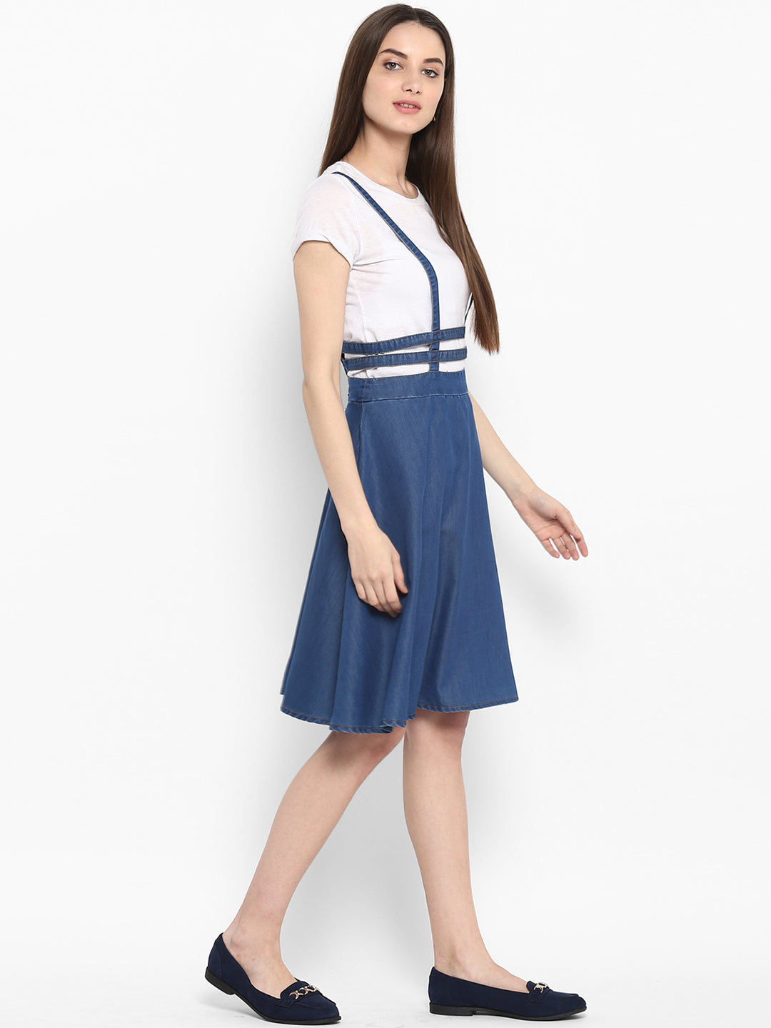 Women's Denim Dress with Thin Strap Detail