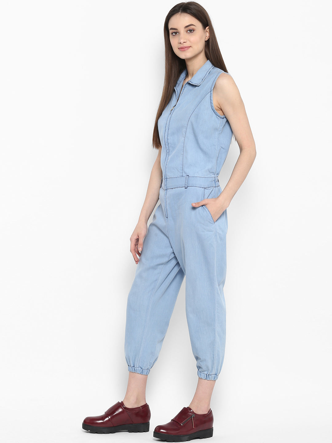 Women's Denim Ice Blue Wash Jumpsuit
