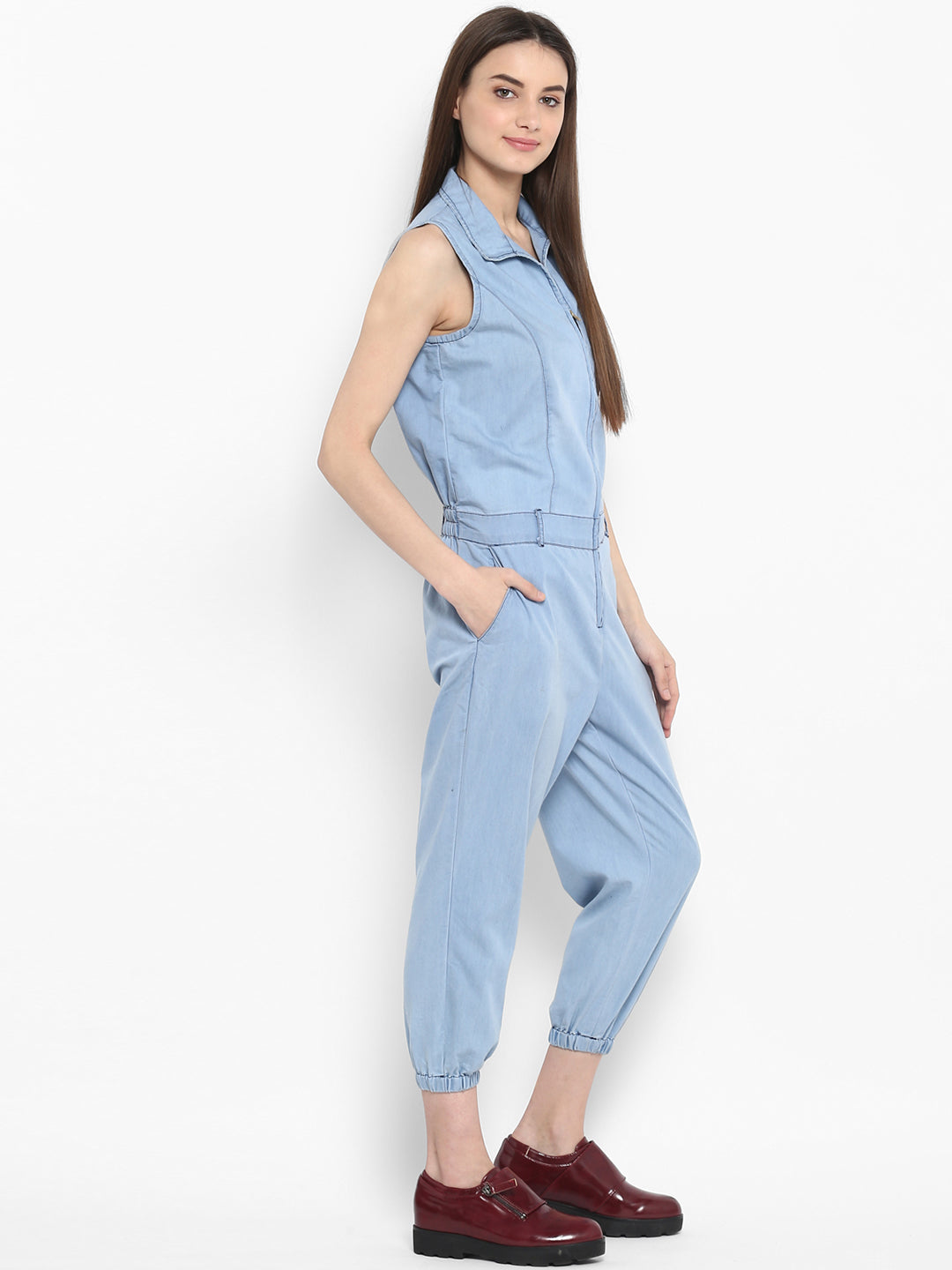 Women's Denim Ice Blue Wash Jumpsuit