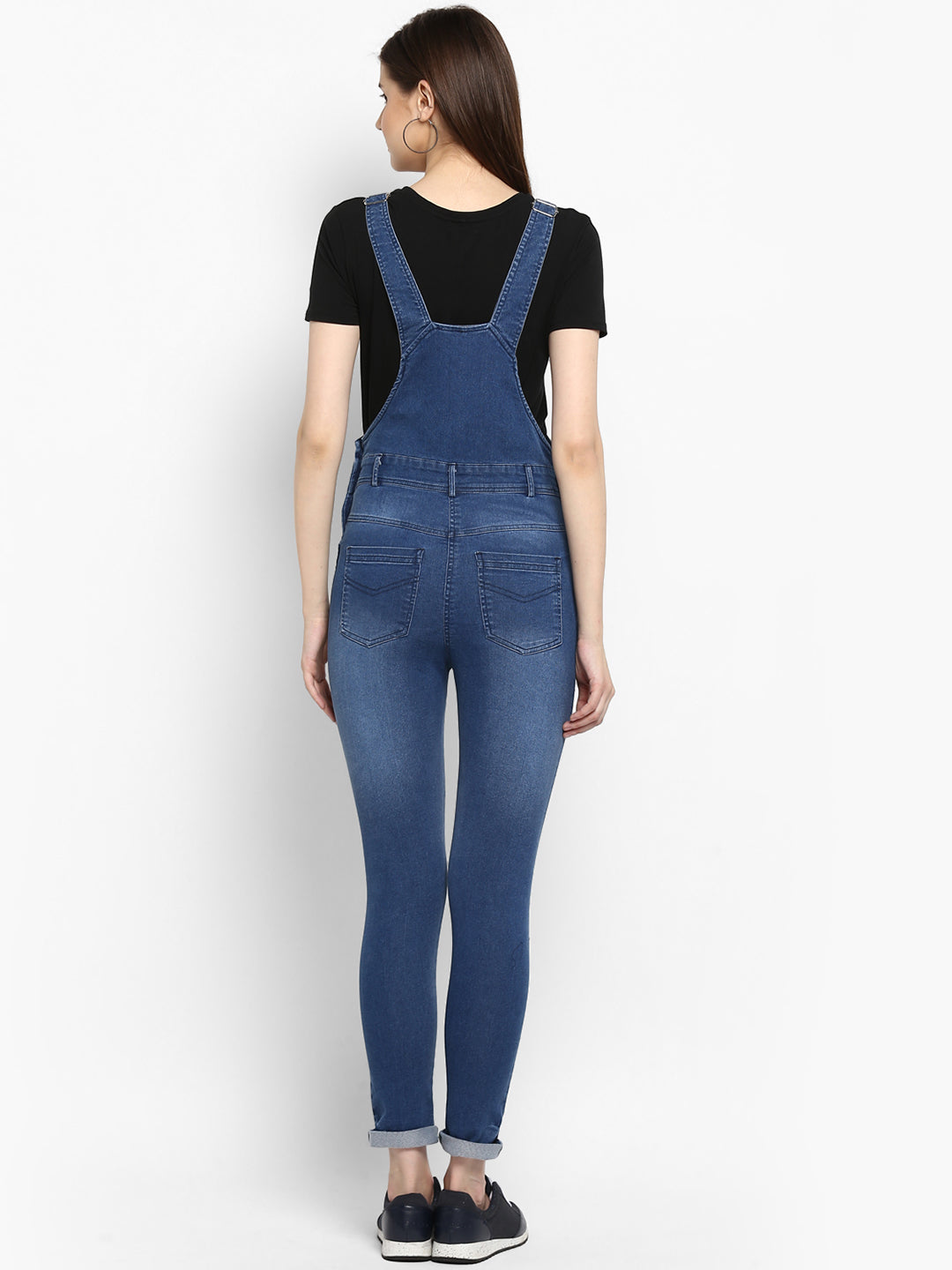 Women's Stretchable Denim Washed effect Dungarees(inner not provided)
