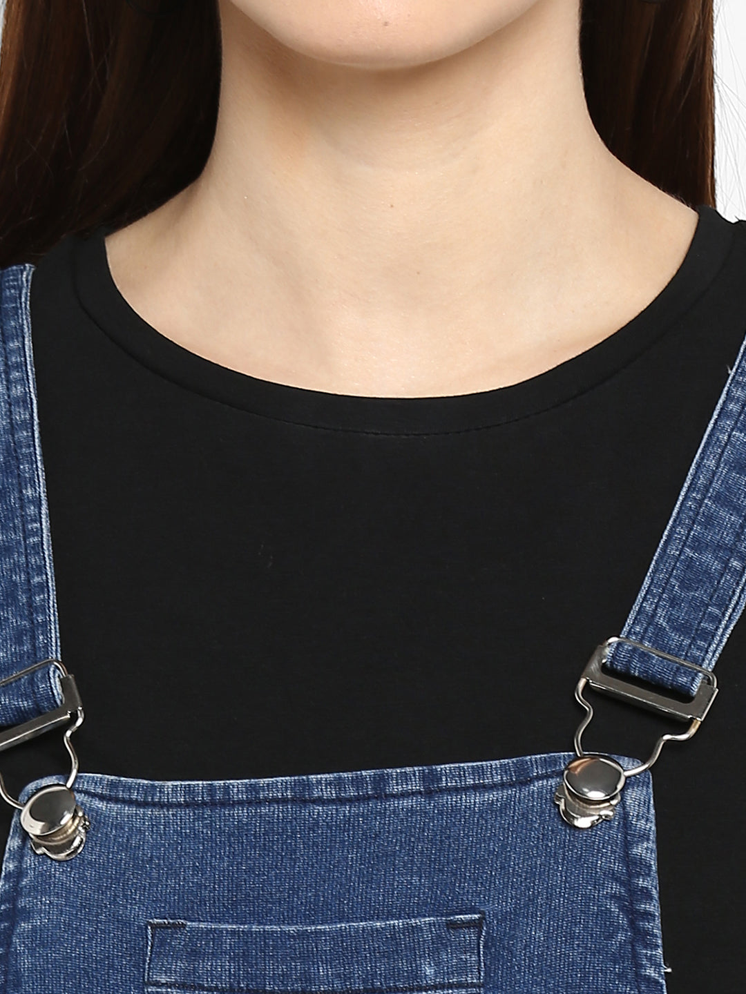 Women's Stretchable Denim Washed effect Dungarees(inner not provided)