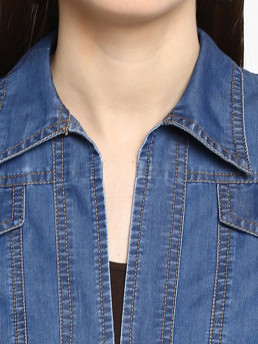 Women's Denim Dark Blue Collar Style Shrug